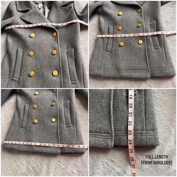 J. Crew Majesty Peacoat Stadium Cloth Nello Gori Wool Double Breasted Coat Gray - Picture 13 of 13